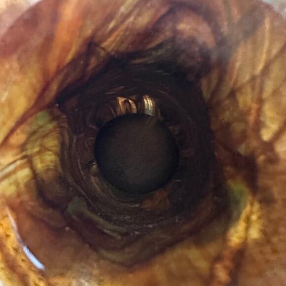 Signed David D Mauk 74 Czech Studio Green Swirl Art Glass Unique Decorative Vase - Picture 4 of 7